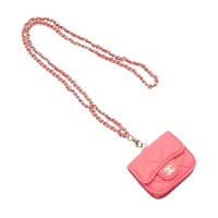 CHANEL 香奈兒 Airpods Pro Case 肩背包 粉色 菱格紋羊皮 金扣 無卡