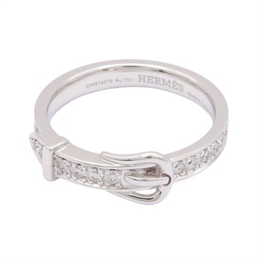 HERMES 愛馬仕 Etriviere 戒指 51 18K白金 鑽石 H124608B00052