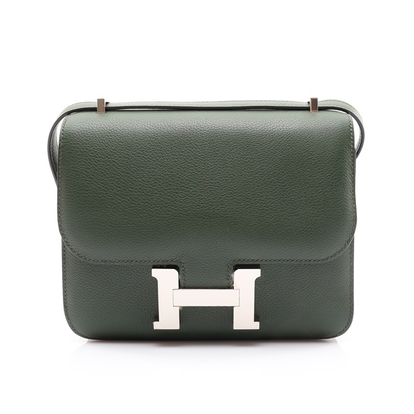 HERMES 愛馬仕 Mini Constance 肩背包 英國綠 Evercolor牛皮 Y刻 銀扣