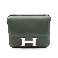 HERMES 愛馬仕 Mini Constance 肩背包 英國綠 Evercolor牛皮 Y刻 銀扣