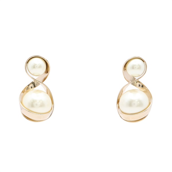 Dior 迪奧 Pearl pierced 耳環 金色 鍍金