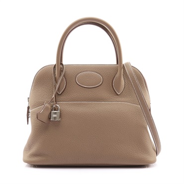 HERMES 愛馬仕 Bolide 31 Clemence牛皮 柏莉包 大象灰 銀釦 A刻 兩用包