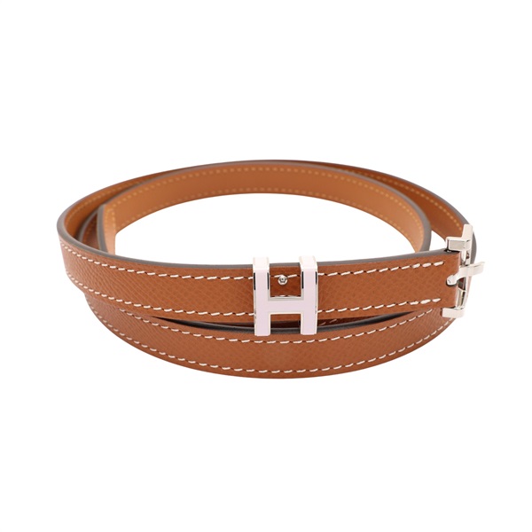 HERMES 愛馬仕 Pop H 皮帶 金棕色 Epson牛皮 粉色漆面 B刻