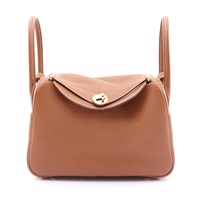 HERMES 愛馬仕 Lindy 26 琳蒂包 肩背包 金棕色 Clemence 牛皮 B刻 金釦 H073428CC37