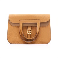 Verso Halzan 25 Clemence牛皮 餅乾/威瑪犬米 金釦 B刻 肩背包【HERMES 愛馬仕】 H082660CC