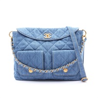 CHANEL 香奈兒 Supple Twins Hobo 肩背包 藍色 單寧布 金釦 AS5385 AS5385