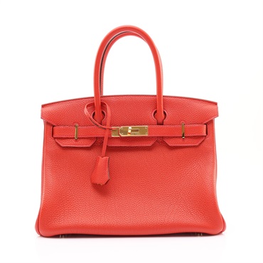 HERMES 愛馬仕 Birkin 30 Togo牛革 柏金包 法拉利紅 金扣 口P刻 手提包 (無鎖頭)