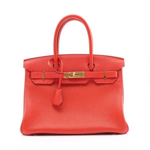 HERMES 愛馬仕 Birkin 30 Togo牛革 柏金包 法拉利紅 金扣 口P刻 手提包 (無鎖頭)