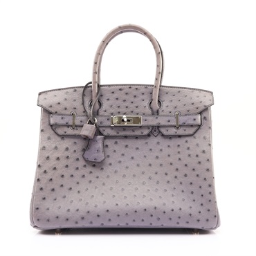 Birkin 30 鴕鳥皮 柏金包 鴕鳥灰 銀扣 □H刻 手提包【HERMES 愛馬仕】