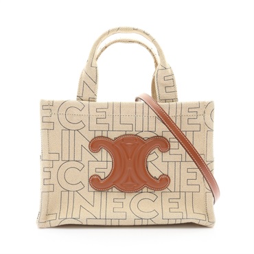 CELINE 賽琳 Small Cabas Thais 兩用包 黃褐色 帆布 牛皮 199162ERQ