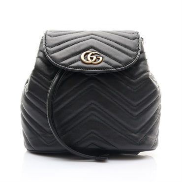 GUCCI 古馳 GG Marmont 後背包 黑色 牛皮 528129