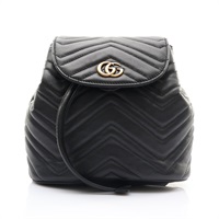 GUCCI 古馳 GG Marmont 後背包 黑色 牛皮 528129