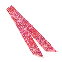 HERMES 愛馬仕 Le Boubou H Twilly 絲巾 紅色系 絲綢