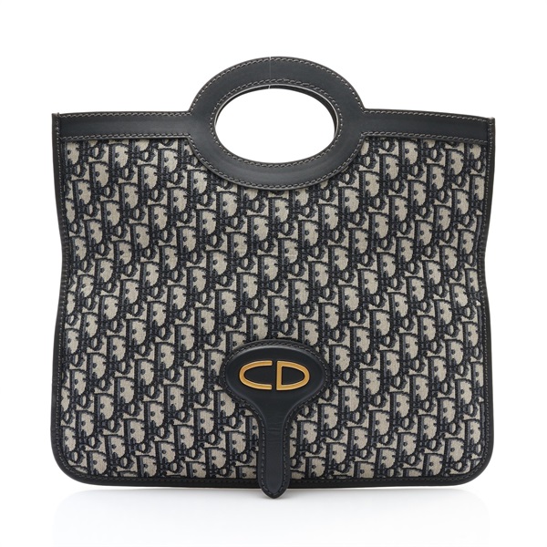 Dior 迪奧 Oblique 藍色 緹花帆布 翻折式手拿包 M8604CTZQ