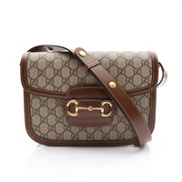 GUCCI 古馳1955 Horsebit 肩背包 棕色 帆布 牛皮 馬銜扣 602204