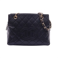 CHANEL 香奈兒 Petit Timeless Tote PTT 肩背包 黑色 荔枝紋牛皮 金扣 A18004