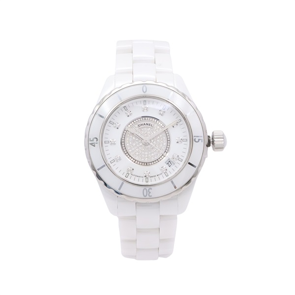 CHANEL 香奈兒 J12 38mm 鑽石腕錶 白色錶盤 陶瓷 鑽石 H1759