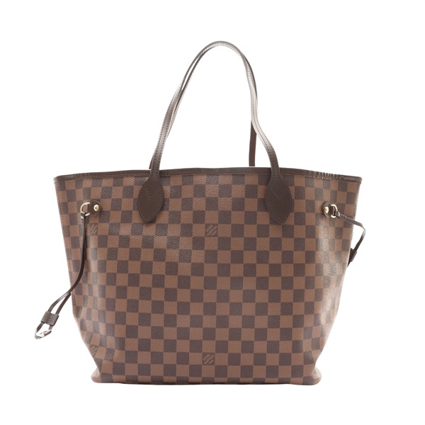 LOUIS VUITTON 路易威登 Neverfull MM 購物包 肩背包 棕色 棋盤格帆布 N41358