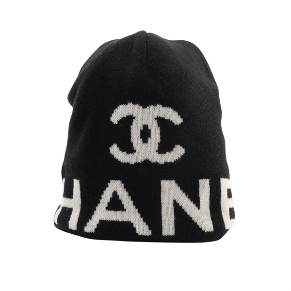 CHANEL 香奈兒 針織毛帽 黑白 喀什米爾 羊毛 AAC438 B26208 UD990