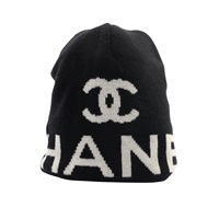 CHANEL 香奈兒 針織毛帽 黑白 喀什米爾 羊毛 AAC438 B26208 UD990