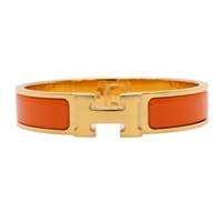 HERMES 愛馬仕 Clic H 手環 橘色琺瑯 金色鍍金 H700001F