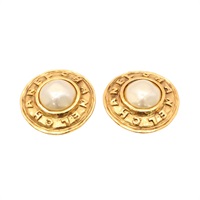 CHANEL 香奈兒 夾式耳環 珍珠 金色 金屬