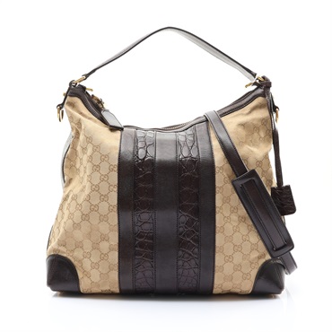 GUCCI 古馳 Secret Hobo 肩背包 烏木色 帆布 223949