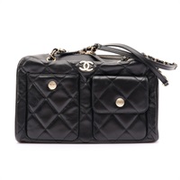CHANEL 香奈兒 保齡球包 肩背包 黑色 菱格紋 牛皮 AS4933
