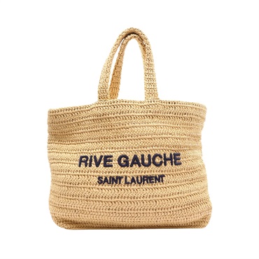 SAINT LAURENT YSL 聖羅蘭 Rive Gauche 托特包 肩背包 淺褐色 編織拉菲草 688864