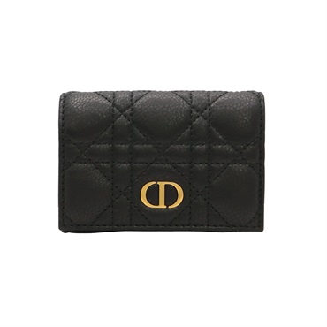 Dior 迪奧 Caro Glycine 二折短夾 黑色 Cannage 籐格紋羊皮 S5132
