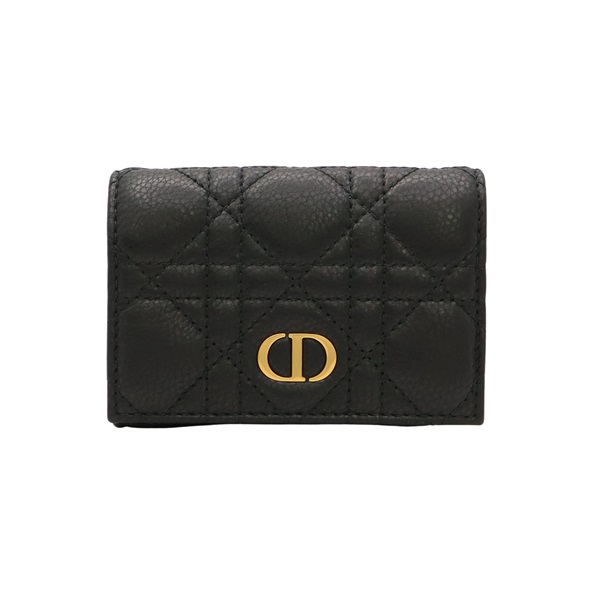 Dior 迪奧 Caro Glycine 二折短夾 黑色 Cannage 籐格紋羊皮 S5132