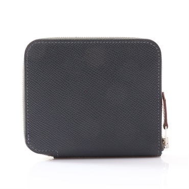 HERMES 愛馬仕 Silk'In Compact 絲巾 Epsom牛皮 拉鍊短夾 石板灰 K刻 銀扣 H087100CKAA
