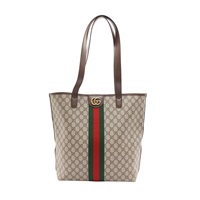 GUCCI 古馳 Ophidia Medium 托特包 肩背包 淺褐色 GG Coated 帆布 834465