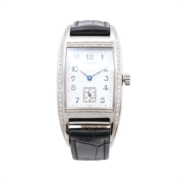 LONGINES 浪琴表 BelleArti 腕錶 白色珍珠母貝錶盤 黑色牛皮錶帶 不鏽鋼 鑽石 L2.501.0.93.4