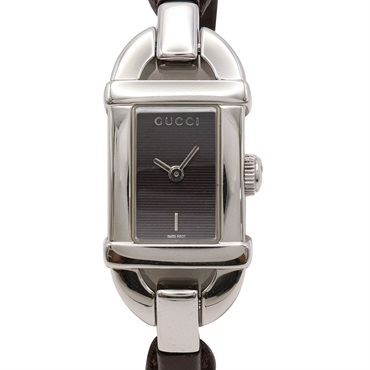 GUCCI 古馳 Horsebit 石英錶 棕色錶面/皮錶帶 不鏽鋼 6800L 6800L