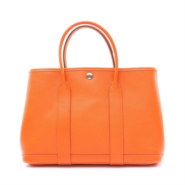HERMES 愛馬仕 Garden Party 30 手提包 經典橘 Epsom牛皮 C刻 銀扣
