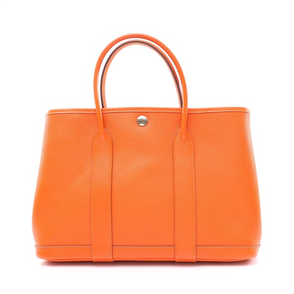 HERMES 愛馬仕 Garden Party 30 手提包 經典橘 Epsom牛皮 C刻 銀扣