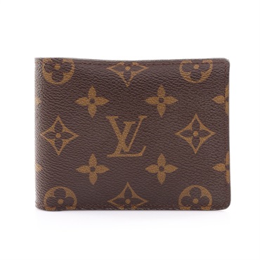 LOUIS VUITTON LV 路易威登 Multiple 二折短夾 棕色 原花帆布 有印字 M60895