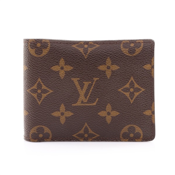 LOUIS VUITTON LV 路易威登 Multiple 二折短夾 棕色 原花帆布 有印字 M60895