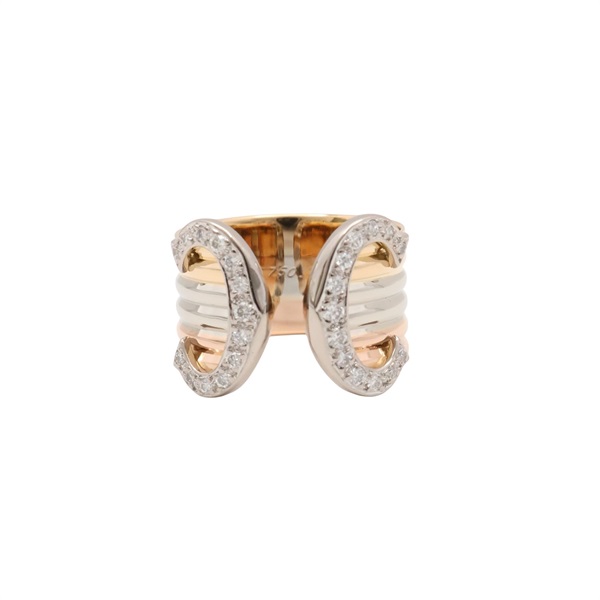 Cartier 卡地亞 2C 戒指 #50 18K 三色三金 鑽石