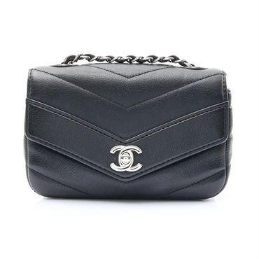 CHANEL 香奈兒 Chevron Flap 肩背包 黑色 牛皮 無卡 A91561