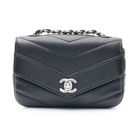 CHANEL 香奈兒 Chevron Flap 肩背包 黑色 牛皮 無卡 A91561