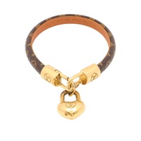 LOUIS VUITTON LV 路易威登 Crazy In Lock Charm 手環 棕色 原花帆布 M6451