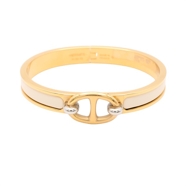 HERMES 愛馬仕 Mini Clic Chaine d'Ancre PM 手環 奶油白琺瑯 金色鍍金 H209000F
