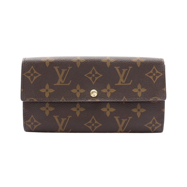 LOUIS VUITTON LV 路易威登 Sarah 扣式長夾 棕色 原花帆布 M61734