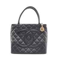 CHANEL 香奈兒 Medallion 金幣包 手提包 黑色 牛皮 A01804 A01804