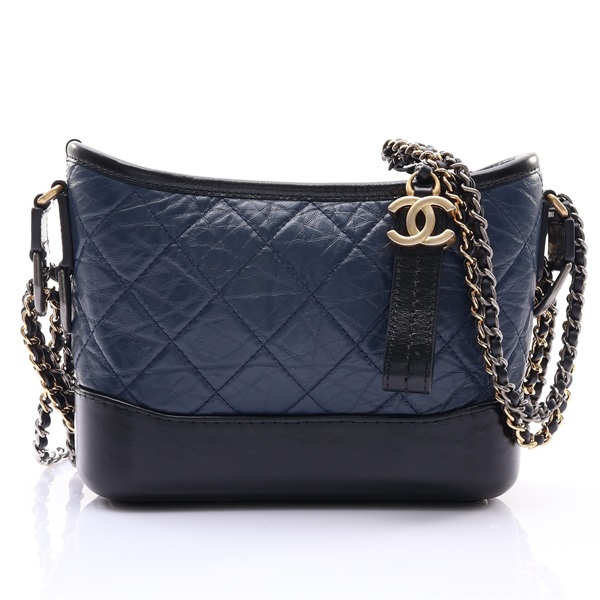 CHANEL 香奈兒 Gabrielle Hobo small 肩背包 深藍/黑色 牛皮 A91810