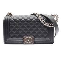 CHANEL 香奈兒 Boy25 肩背包 黑色 牛皮 銀釦 A67086