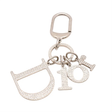 Dior 迪奧 LOGO STONE BAG CHARM 鑰匙圈 銀色 金屬 水鑽