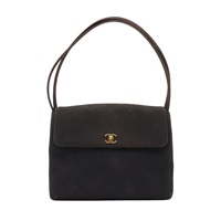 CHANEL 香奈兒 Vintage Top Handle 肩背包 黑色 帆布 牛皮 變色